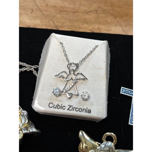 Assorted Religious Pendants & Necklaces With Crosses Angels & Cubic Zirconia - Picture 6 of 11